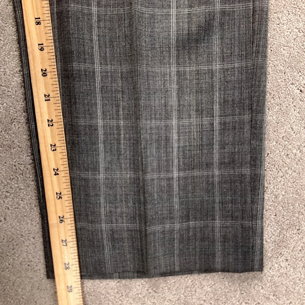 Hart Schaffner Marx‎ Mens 42R 33W 28.5L Gray Blue Windowpane Plaid Viracle Wool